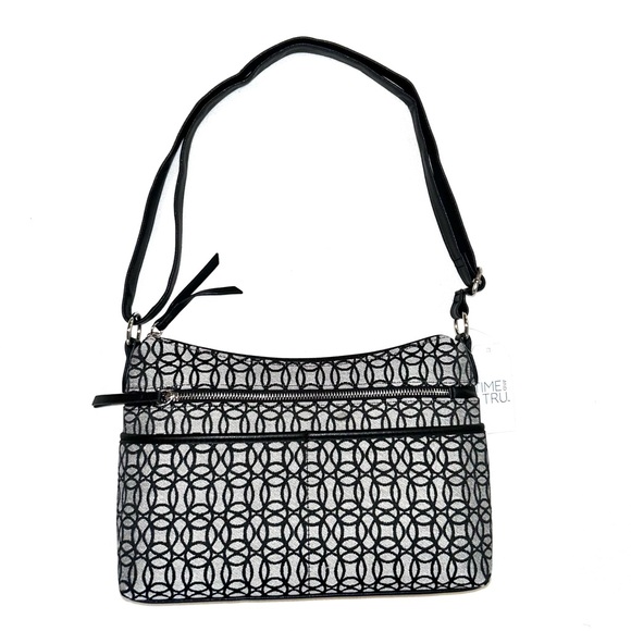 Time and Tru Handbags - Time and Tru Geometric Black and White Shoulder Bag